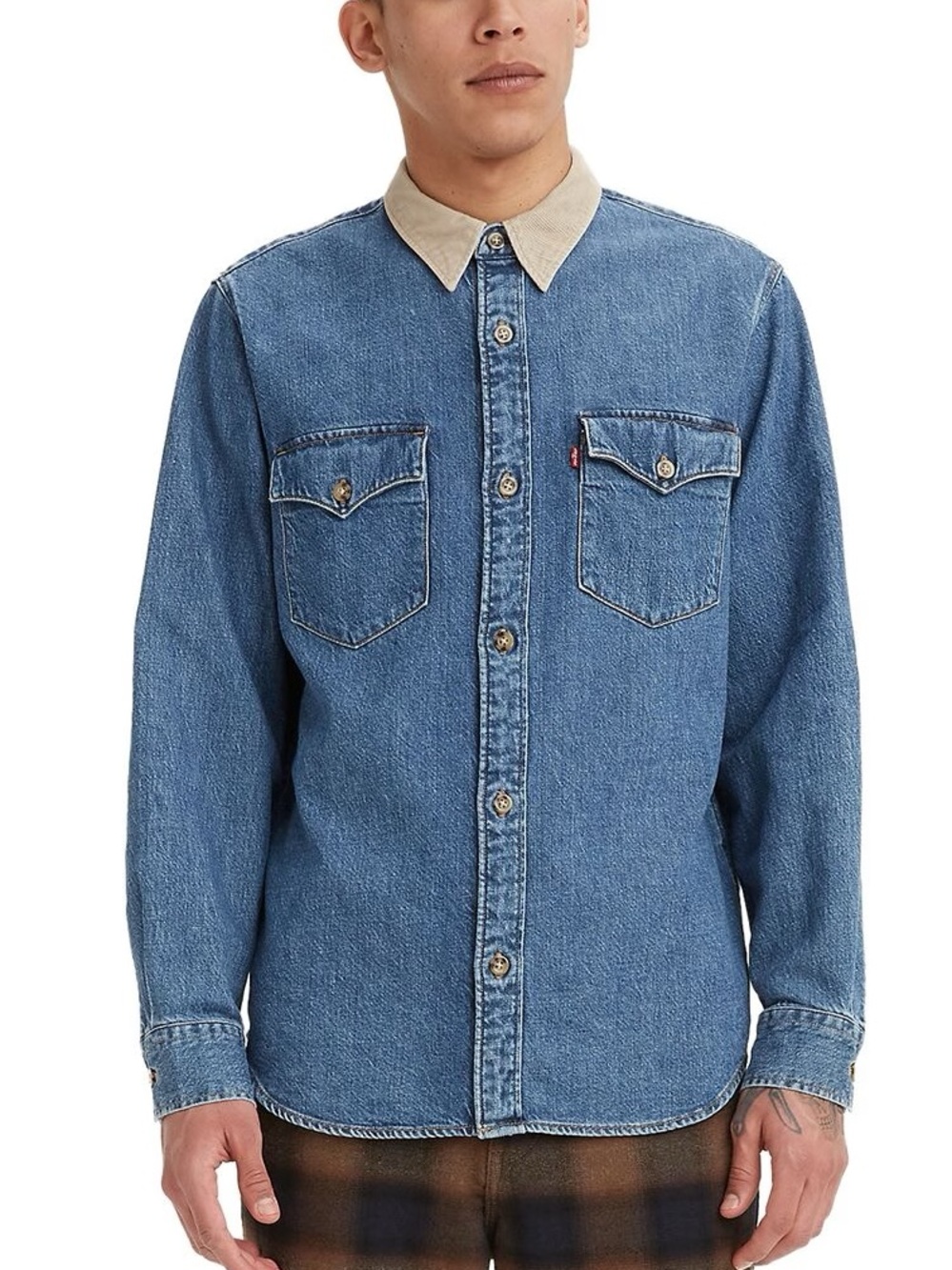 VINTAGE FADED GLORY - Chambray Button Down Sz Large